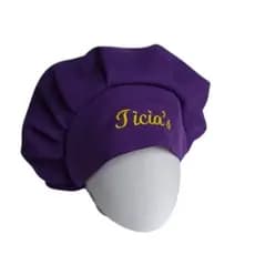 touca , chapéu culinário,  bordado, com seu nome ou nome do seu comércio, Com elástico na parte de trás  elegância .