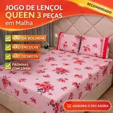 Jogo de Lençol Queen Estampado Malha 100% Algodão - Fronhas com Zíper