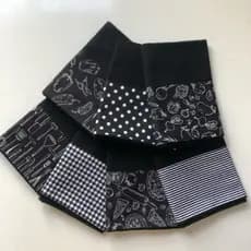Kit Pano de prato preto barradinho minimalista