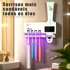 Suporte Porta Escova Esterilizador UV Dispenser Pasta Dental Banheiro Resistente À Água