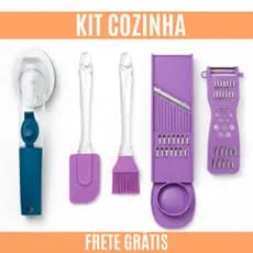 Kit Cozinha Utensílios  5 Peças Espátula Silicone + Pincel + Escova + Descascador e Fatiador