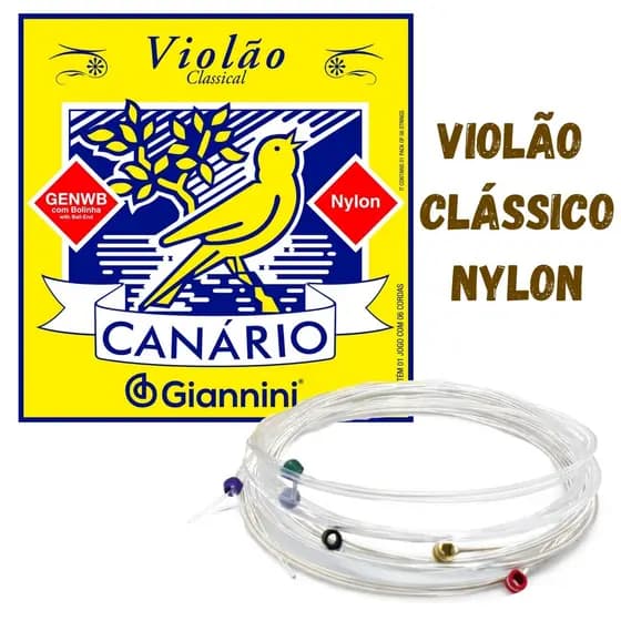 Jogo De Cordas Giannini Violão Nylon C/Bolinha Canário Genwb