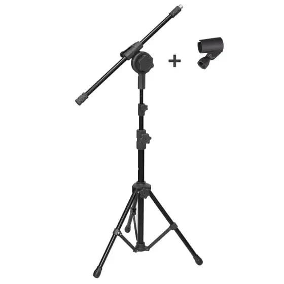 Tripé para Microfone, Pedestal para Microfone Profissional com 2 níves e cachimbo microfone com fio