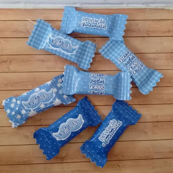 Bala Personalizada Novembro Azul Mimos para Clientes com Logo | 50 e 100 Unidades