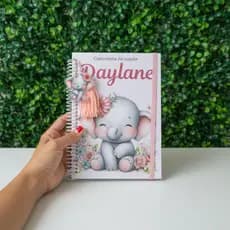 Caderneta de Vacinação Personalizada Atualizada Tema Elefante | Capa Dura | Bebê Menino ou Menina