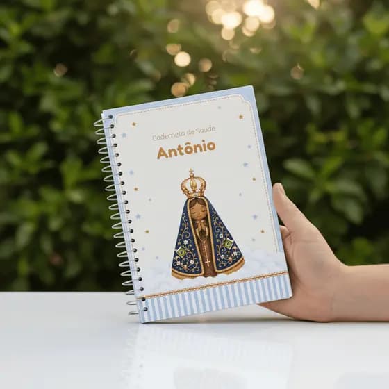 Caderneta de Vacina Personalizada Menino Nossa Senhora Aparecida Atualizada Capa Dura