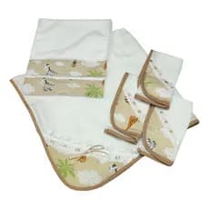 Kit Enxoval do Bebê Estampado 1x Manta Fralda + 3x Fraldinhas de Boca + 2x Toalhinhas de Ombro