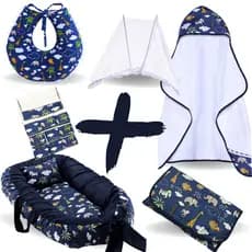 Kit Toalha Banho +Ninho Redutor+ Almofada +Trocador Portátil +Mosquiteiro Portátil +Fraldinha Boca
