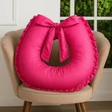 Almofada para Amamentar Bebê Grande Conforto Lisa Com Babado e Zíper Removível