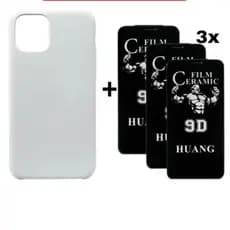 Kit 4em1 Case Branca + 3 Películas Cerâmica Privacidade Compatível iPhone 11 12 13 14 15 16 pam