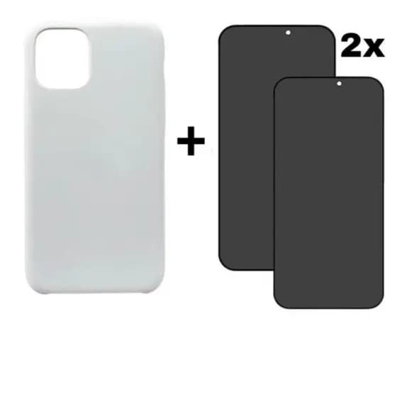 Kit 3em1 Case Branca + 2 Películas Vidro 3D Privacidade Compatível iPhone 11 12 13 14 15 16 17 pam