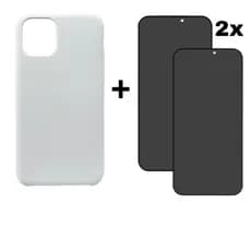 Kit 3em1 Case Branca + 2 Películas Vidro 3D Privacidade Compatível iPhone 11 12 13 14 15 16 17 pam
