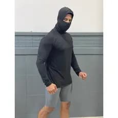 Camisa Térmica Masculina  Manga Longa Com Capuz e Bala Clava Touca Ninja Proteção Solar
