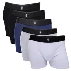 Kit 5 Cuecas Boxe RK Lisas Confortáveis Algodão .