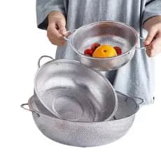 Kit 3 Escorredor Inox De Arroz Massas Legumes 28cm 25cm 23cm envio imediato