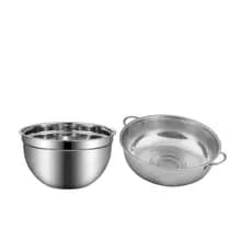 Kit Escorredor 28cm E Tigela 28cm Inox Para escorrer Massas Arroz Frutas Legumes envio imediato
