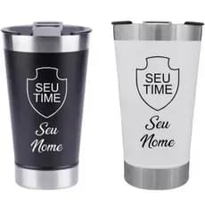 Kit 2 unidades Copo térmico com NOME e TIME  abridor personalizado a laser