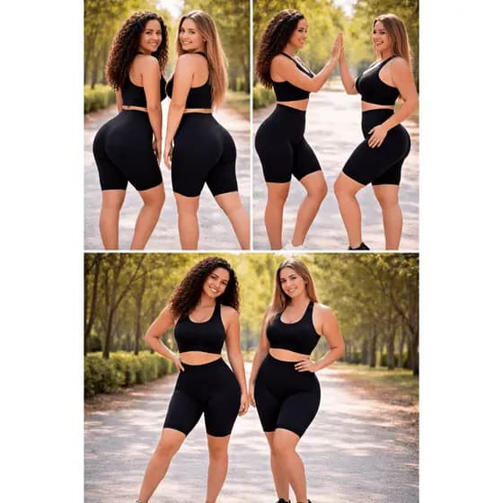 Kit 2 Bermuda legging suplex plus size ciclista lisa feminina cintura alta não fica transparente