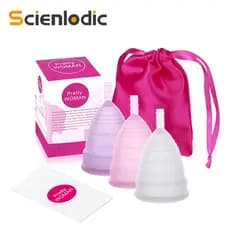 Scienlodic 2 Pcs Medical Silicone Menstrual Cup Feminine Hygiene Period Silicone Cup Lady Women Cup Menstrual Colletor
