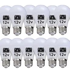 Kit 12 Lâmpada Led 9w 12v E27 Bateria Barco Solar Camping