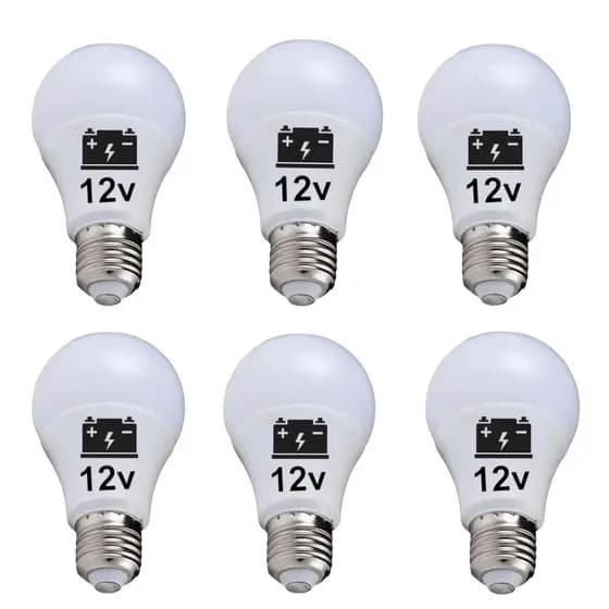 Kit 6 Lâmpada Led 9w 12v E27 Uso Bateria Barco Solar Camping