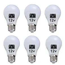 Kit 6 Lâmpada Led 9w 12v E27 Uso Bateria Barco Solar Camping