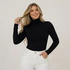 KIT 2 Blusa Feminina Cacharrel Manga Longa Gola Alta Suplex Premium Inverno Moda Básica Casual Trabalho