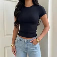 Blusa Feminina Baby Look Tee Slim Suplex Premium Elegante Confortável Tshirt