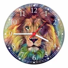 Relógio De Parede Abstrato Tamanho Normal 30 cm Leão Animais Salas Quartos 03