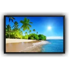Quadro Decorativo Praia Mar Areia Coqueiros Paisagem Salas Canvas Premium Moldura Fileti 120 x74 cm Vita 01 GG