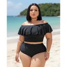 biquini plus size cintura alta ciganinha croppet promoçãp