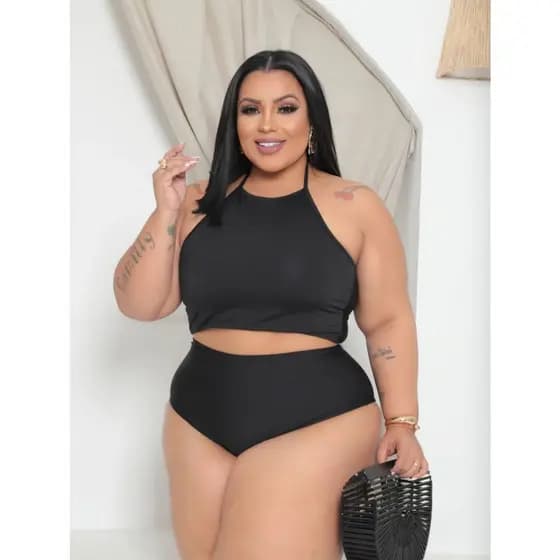 Biquini Feminino Cintura Alta Hot Pants Plus size COM BOJO