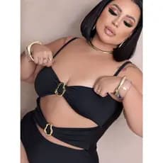 Maiô body fivelas argola plus size com bojo e alça