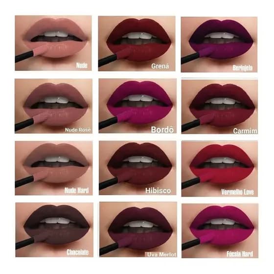 4 Batom Líquido Matte 24 Cores Disponíveis Mahav