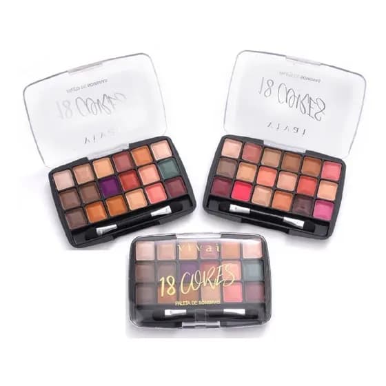 03 Paleta Sombras Alta Pigemtação Com Pincel
