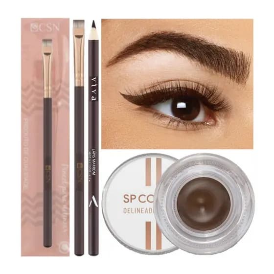 Delineador de Olhos em Gel com Pincel Chanfrado Alta Pigmentação e Longa Duração