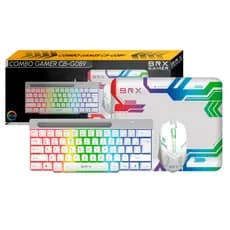 Kit Gamer Combo White RGB Mousepad Mouse Teclado BRX Gamer