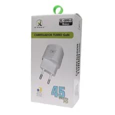 Carredor Turbo GaN USB-C 45 Watts PD Cor Branco XC-UR90-X