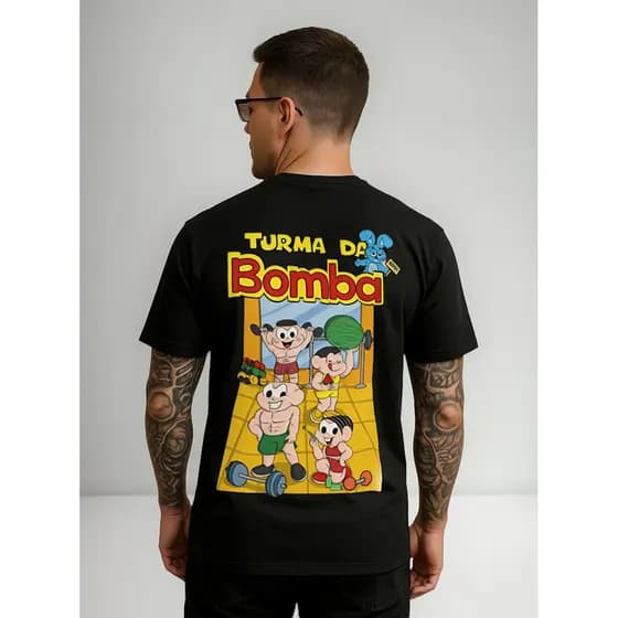 Camiseta Over Busa Unissex Camisa de Treino Turma Da Bomba Monica Meme Academia Musculação Treino
