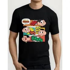 Camisa Unisexx Camiseta Turma Da Monica Gibi Estampado em Algodão Basica