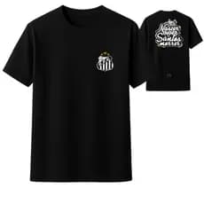 Camiseta Santos FC Orgulho Alvinegro em Cada Detalhe Estampada Nascer Viver e No Santos Morrer