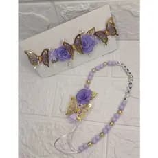 Kit Jardim Encantado 🌸 Tiara + Prendedor Lilás com Dourado – Um mimo cheio de charme!