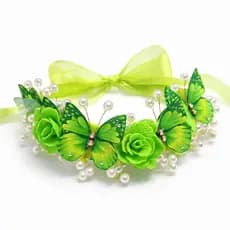 Tiara Infantil Verde Sininho - Conforto e Artesanato com Pérolas e Strass