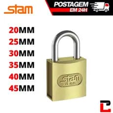 Cadeado Segurança Stam Original Zamac Latonado 20mm - 45mm