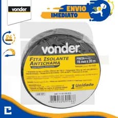 Fita Isolante 19mm x 20 Metros Vonder Antichama Preta