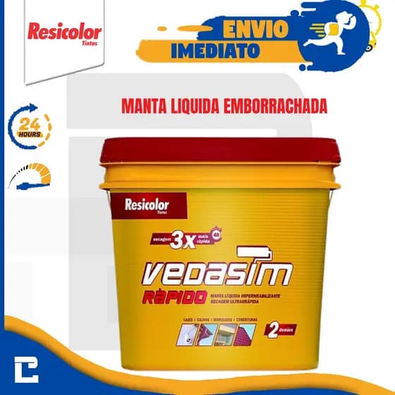 Manta Líquida Branca Impermeabilizante 4kg Emborrachada Vedasim Ultrarrápida