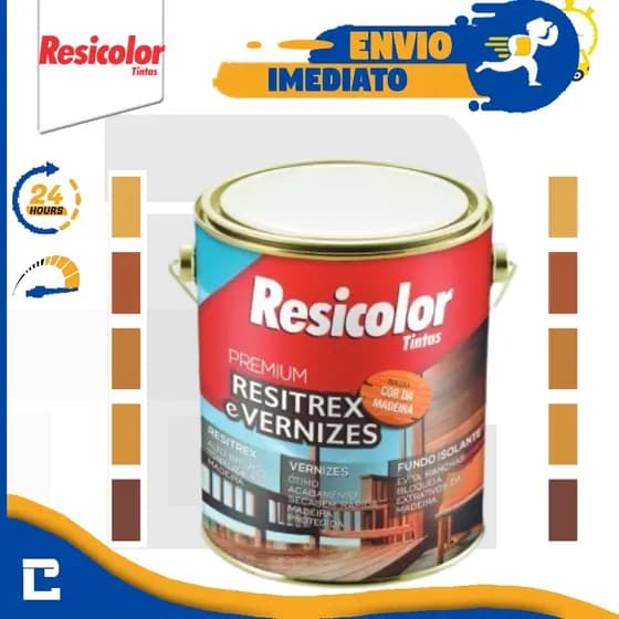 Verniz p/ Madeira Galão 3,6 Litros Resicolor Interior e Exterior Resitrex Cores