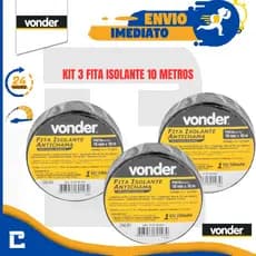 Kit 3 Fita Isolante Antichama 19mm x 10 Metros Vonder Preta