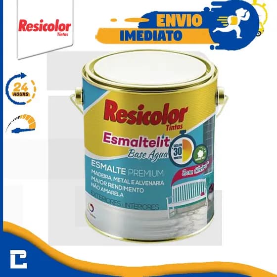 Tinta Esmalte Base Água Galão 3,6 Litros Resicolor Branco / Preto Fosco