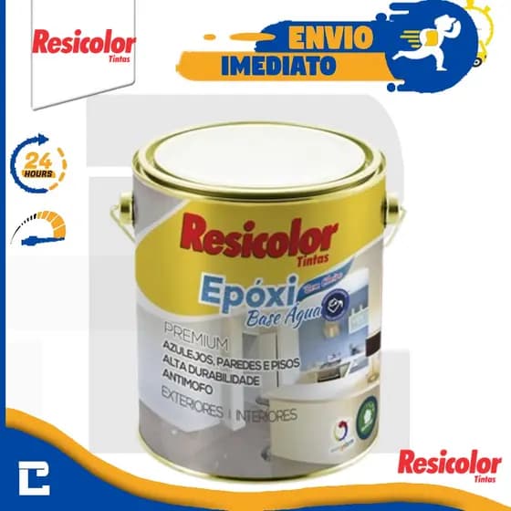 Tinta Epóxi 900ml Branco Base Água Azulejo, Piso, Cozinha, Parede Resicolor